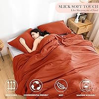 Vista 2 de COTTEBED - Juegos de edredón naranja Queen en oferta Prime, ropa de cama ligera lavada suave para todas las estaciones, edredones alternativos al