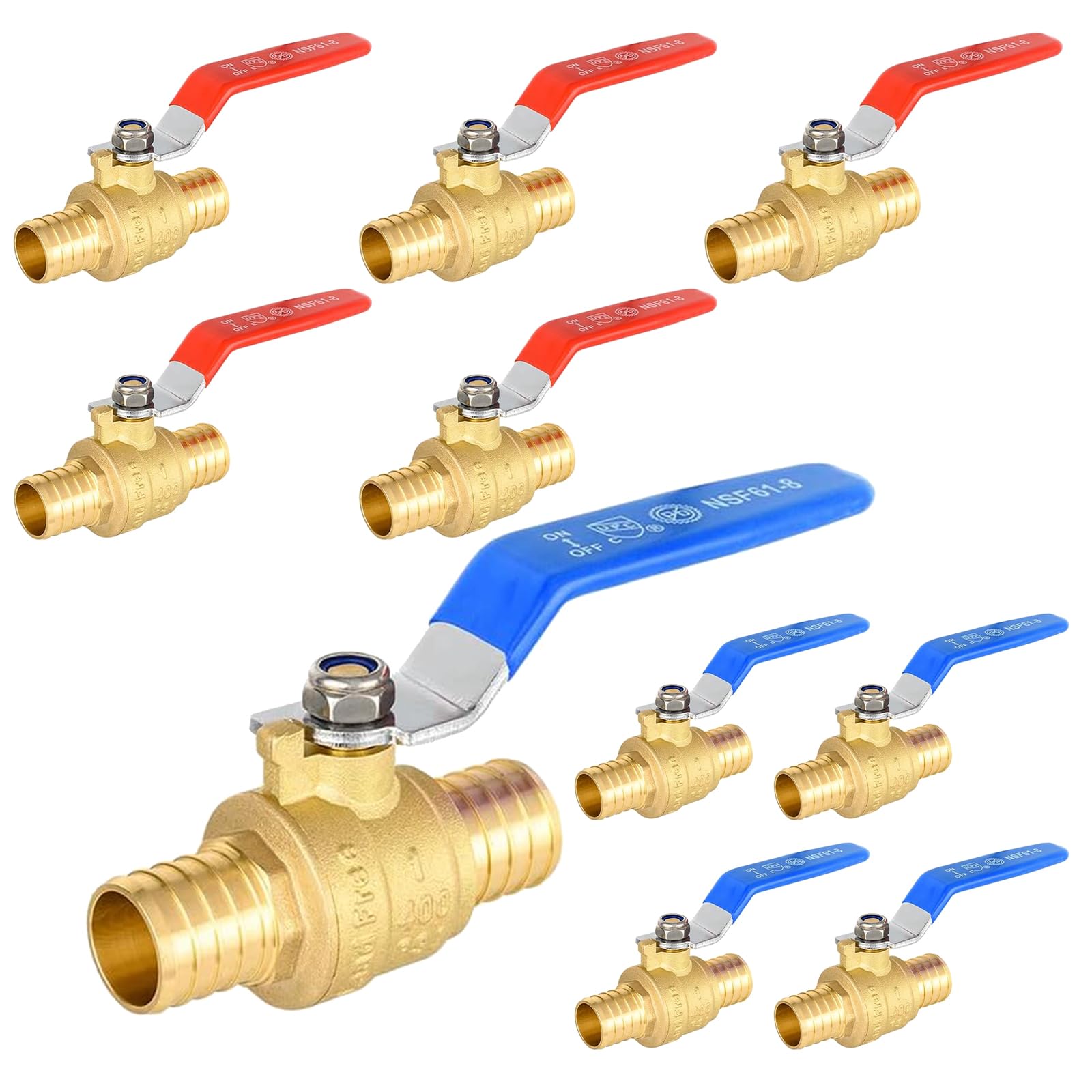 10Pcs EFIELD 1" PEX Barb Crimp Brass Ball Valve(VALVE256-10)