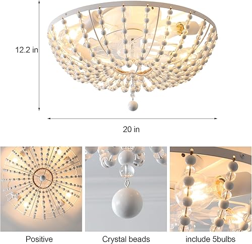 Miniatura 2 de Bektas Ventilador de techo pequeño de montaje empotrado, ventilador de techo bohemio enjaulado con control remoto