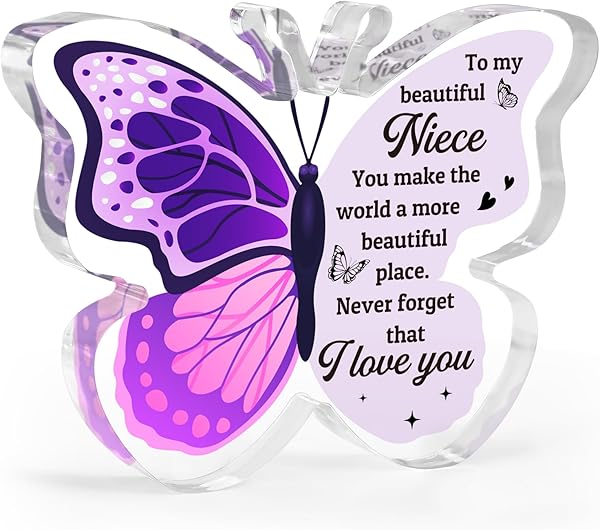 Niece Gifts from Auntie, Niece Gifts, Butterfly-Shaped Plaque, Christmas Gifts for Nieces from Aunt, Niece Birthday Gifts, Gifts for Niece, Birthday Gifts for Niece Adult, Best Niece Gifts from Aunt