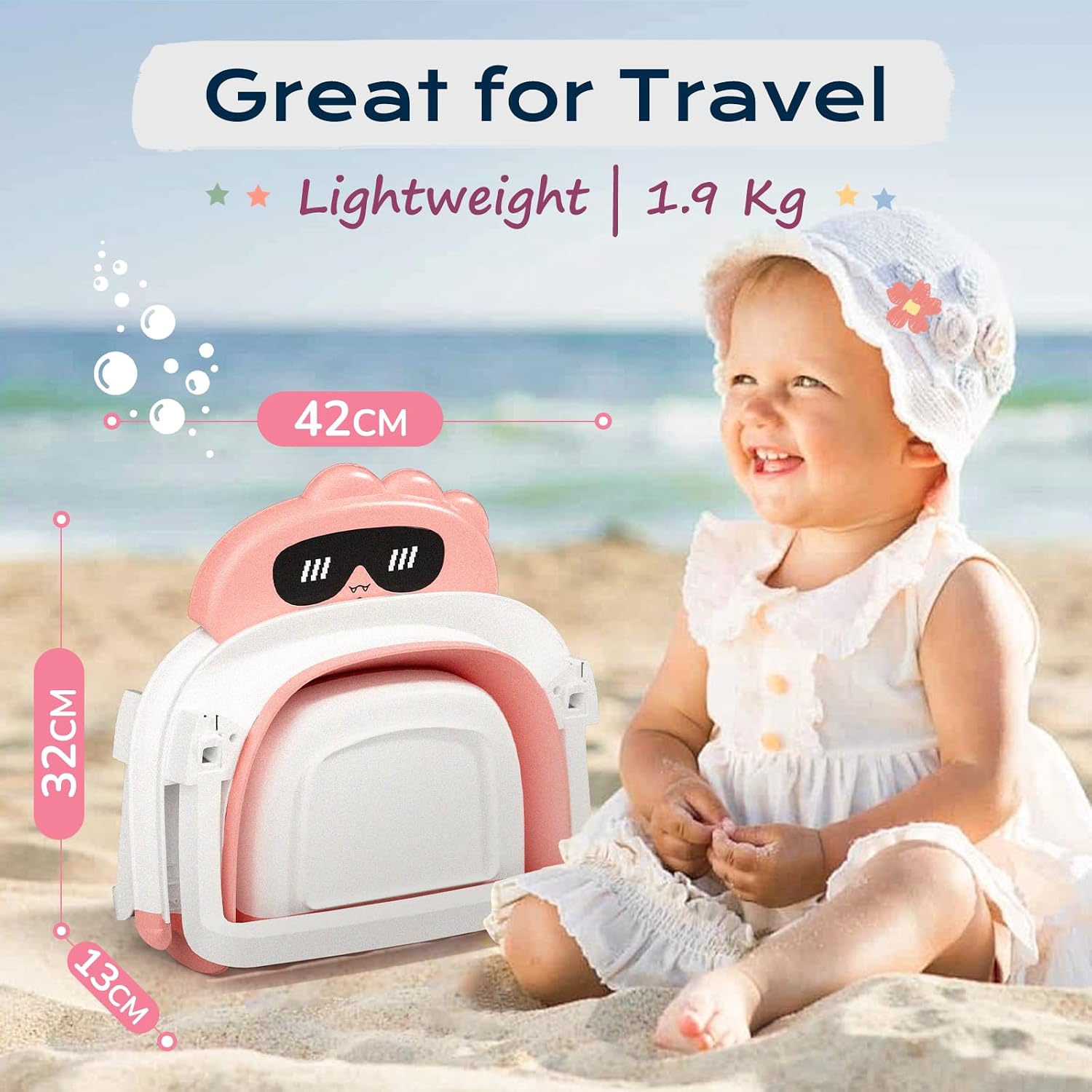 Foldable Baby Bath Tub Essentials for Newborn, Collapsible Baby Bathtub with Seat Support Cushion for 0-18 Months Toddler to Infant, Newborn Ideal Gift Folding Travel Portable,... - Image 3