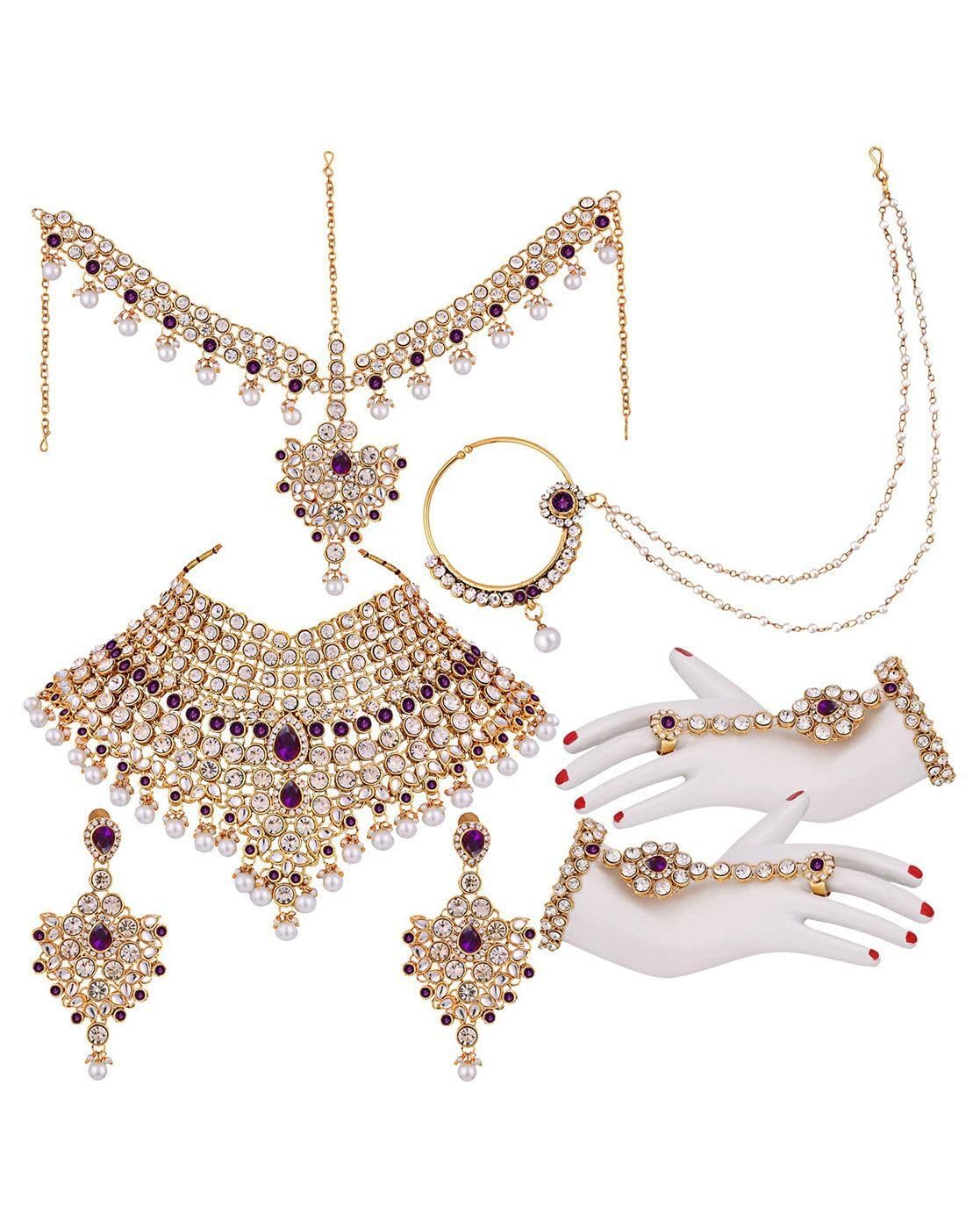 Buy Goldplated Stonestudded Bridal Jewellery Set at Amazon.in