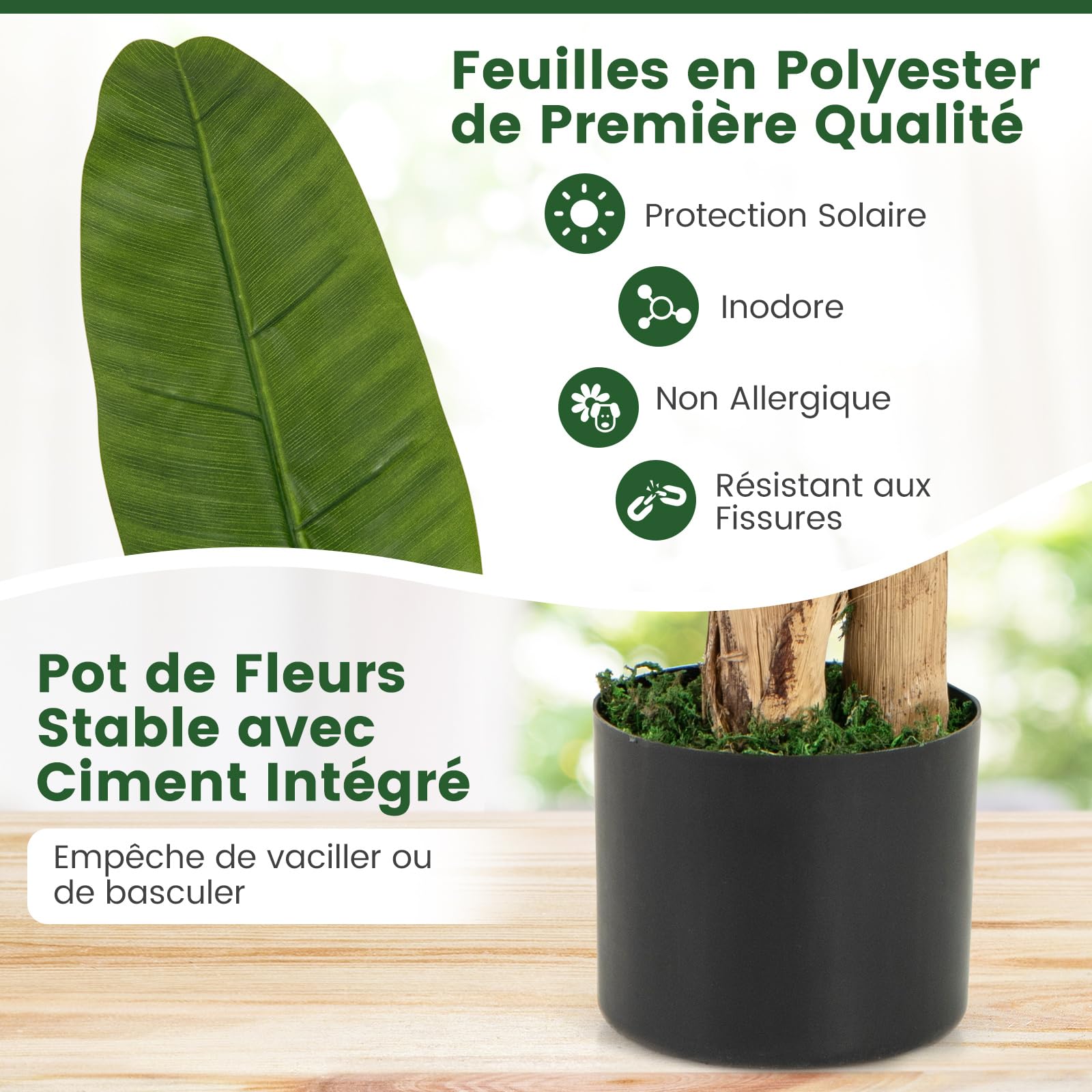RELAX4LIFE Palmier Artificiel 160CM avec 18 Feuilles