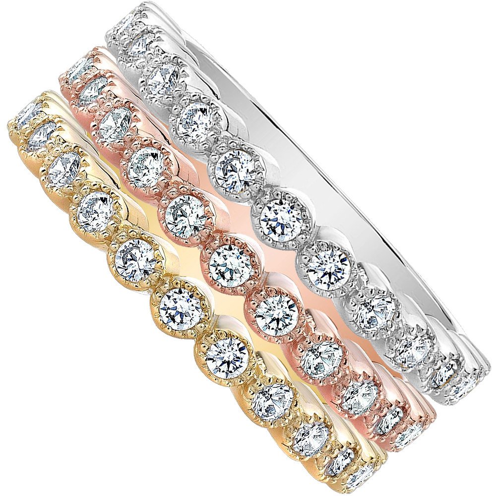 Guliette Verona14K Tri Color Stackable Ring Bands
