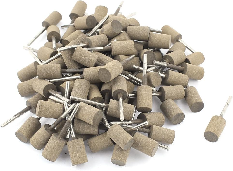 Aexit 3mm Drill Hole Abrasives 12mm Cylinder Head Cow Leather Abrasive Mounted Point 100 Pcs Model:21as357qo652