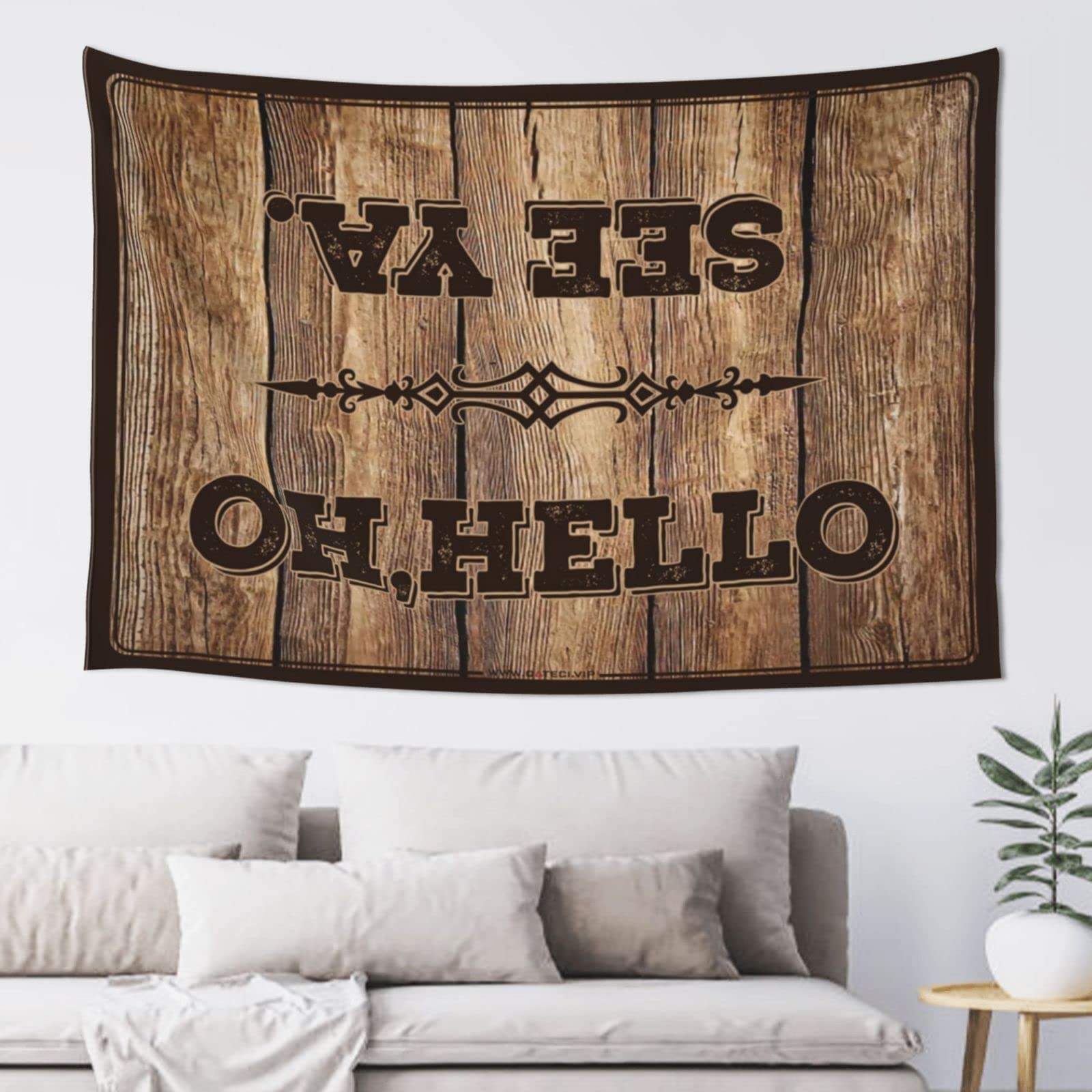 Dsocuiubos Stuff for Your Room Oh Hello, See Ya Tapestry Aesthetic Room Decor Beer Decorations for Man Cave (Size : 100X150CM)