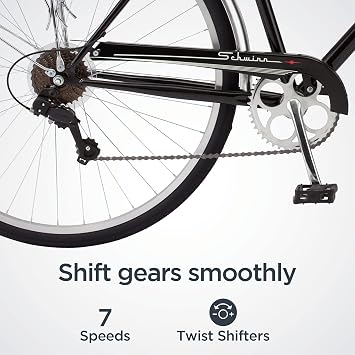 Schwinn Wayfarer Hybrid Bike, 700c Mens and Womens Bike, 7-Speed Hybrid Bicycle, Retro Steel Frame, Front and Rear Linear Pull Brakes, Fenders, Cargo Space, Adult Bicycle