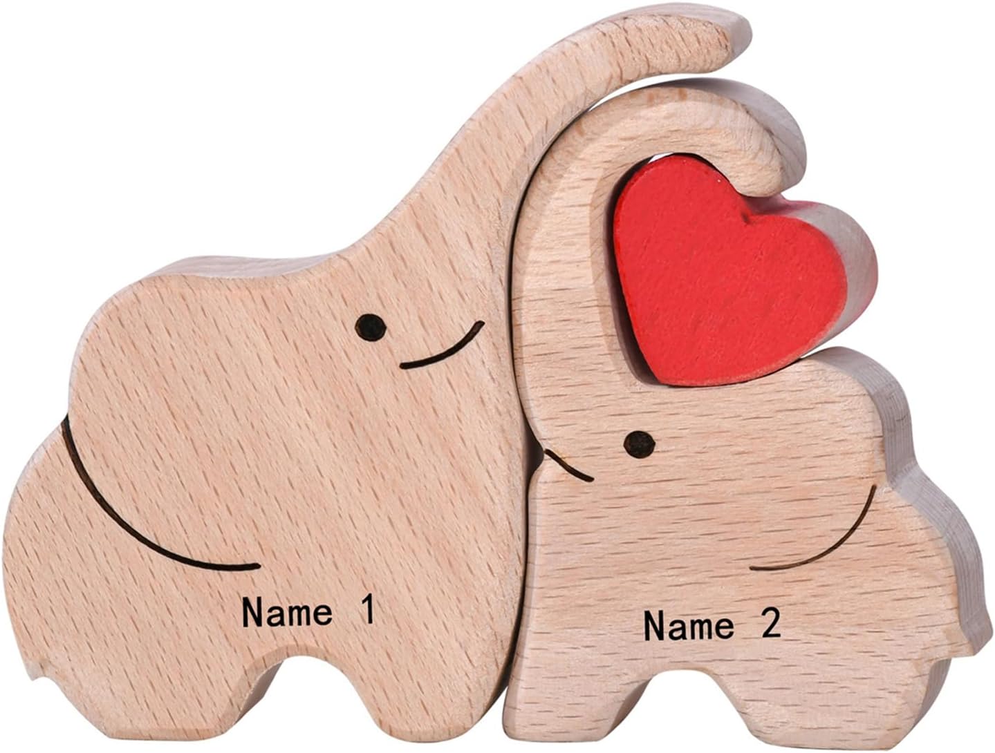 Personalized Wooden Bear Family Puzzles 1-8 Names Customizable Wooden Puzzle Home Table Decor Gift for Dad Mom Couple (Elephants)