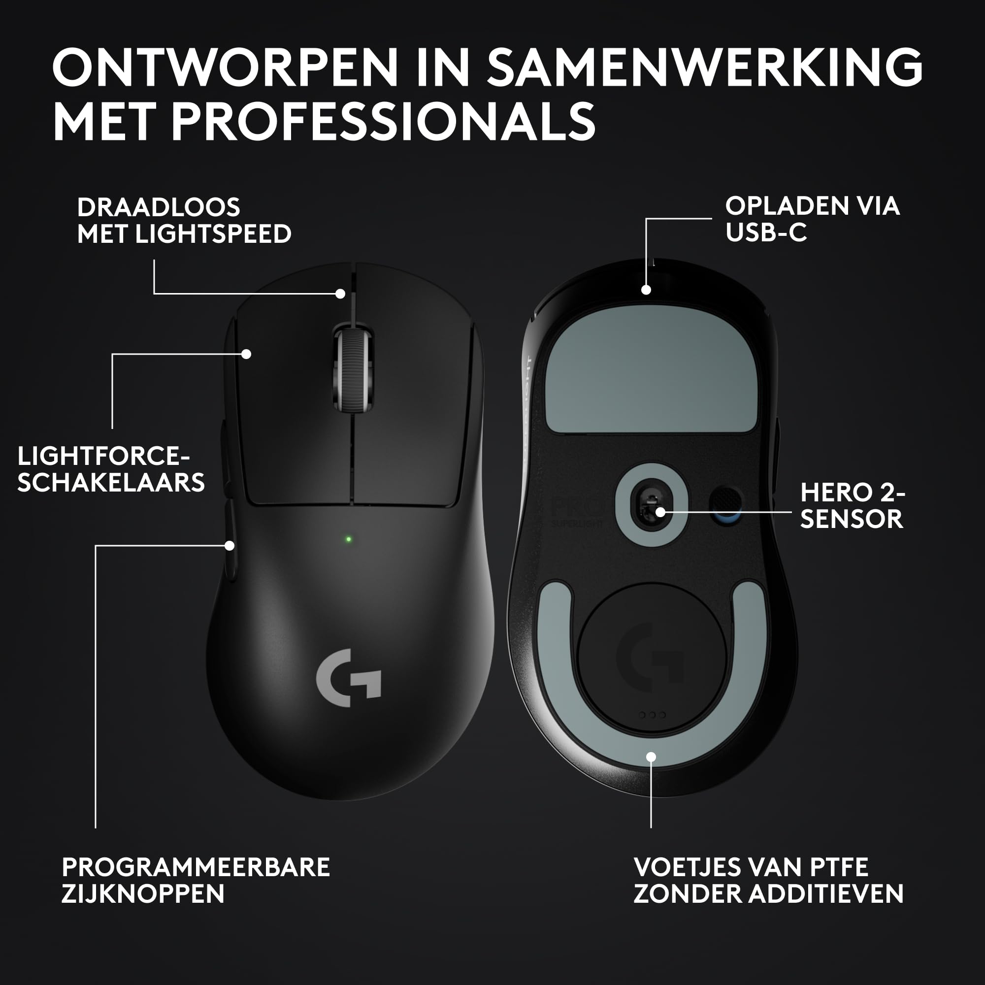 Logitech G PRO X SUPERLIGHT 2 DEX Wireless Gaming Mouse, 60g Pro