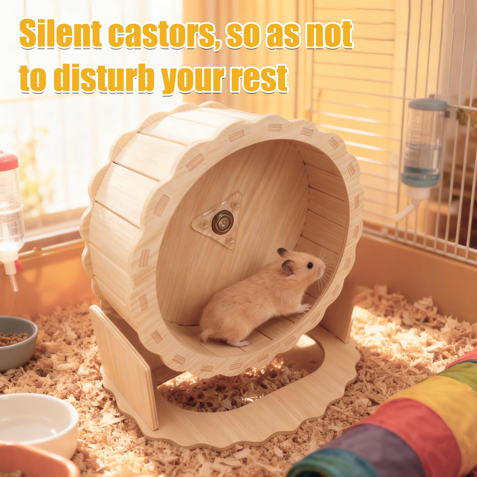 15cm Leise Laufrad Hamster,Laufrad aus Holz, Holz Hamster Leise Rennmäuse Kleintier Haustier,Geeignet für Zwerghamster und Rennmäuse