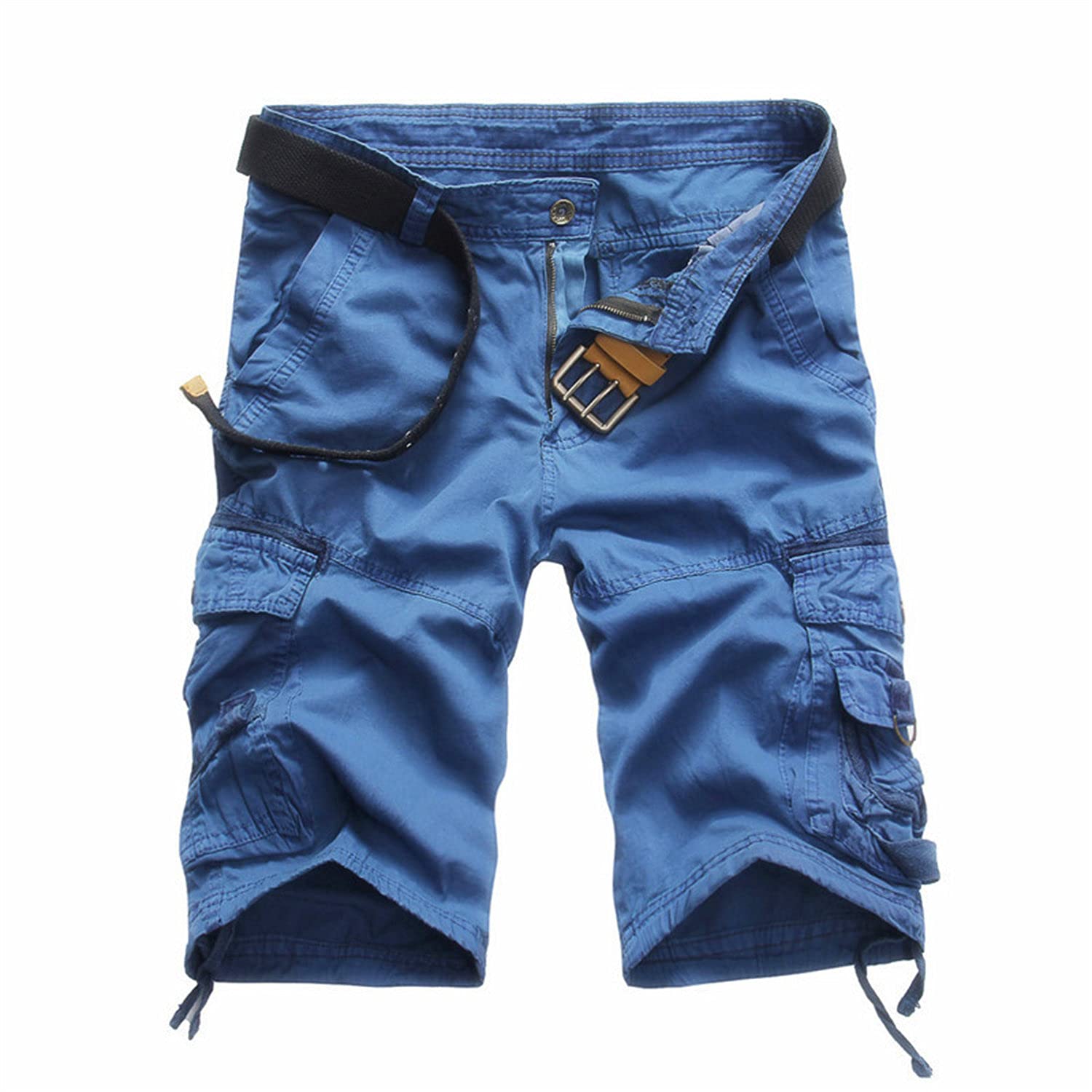 Men's Relaxed Fit Camo Cargo Shorts Lightweight Multi Pocket Outdoor Short Pants Casual Hiking Tactical Shorts (Blue,29)