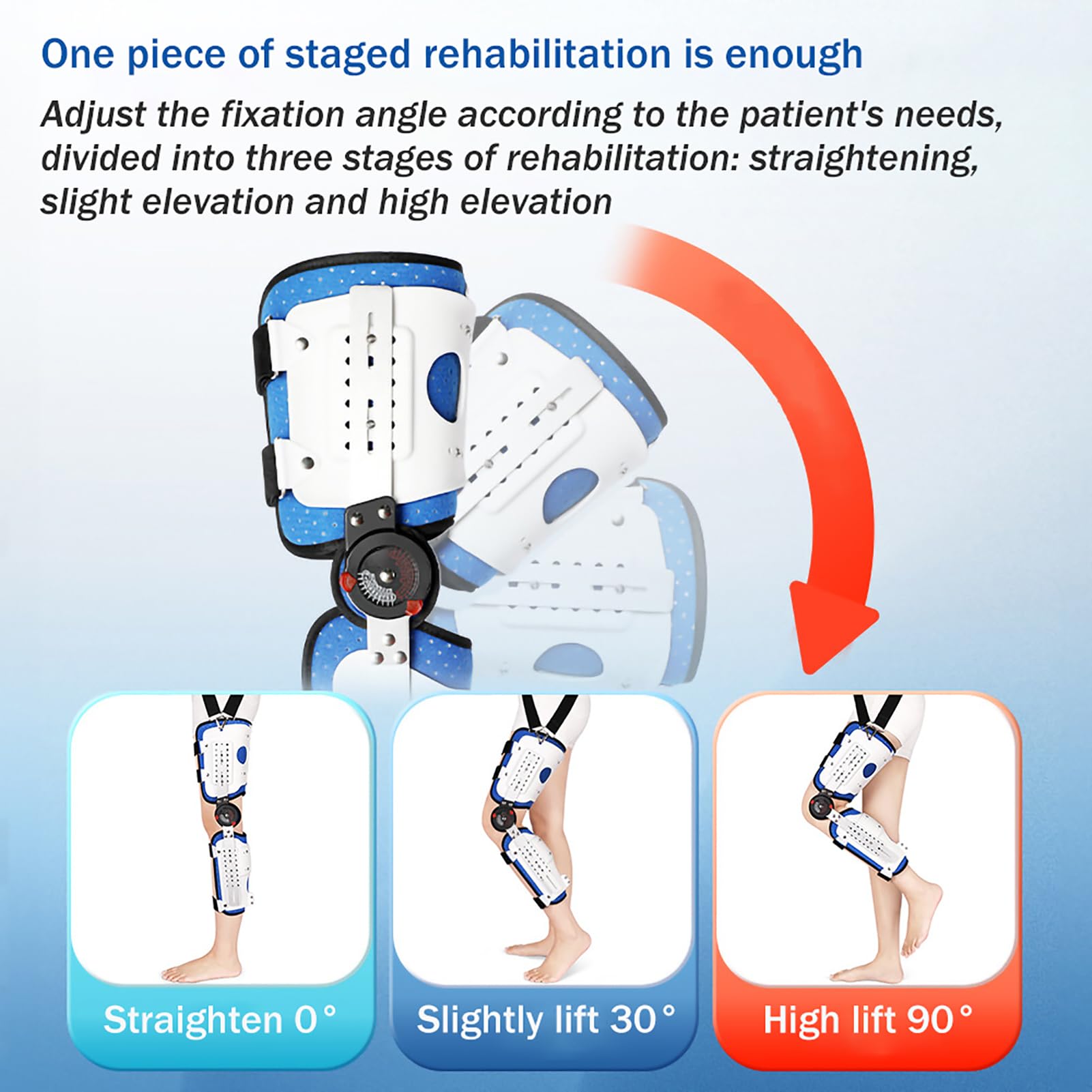 Soporte de Rodilla, Rodillera ROM, inmovilizador de Rodilla Ajustable para rehabilitación de Lesiones de ligamento Cruzado Anterior, ligamento colateral Medial y ligamento Cruzado