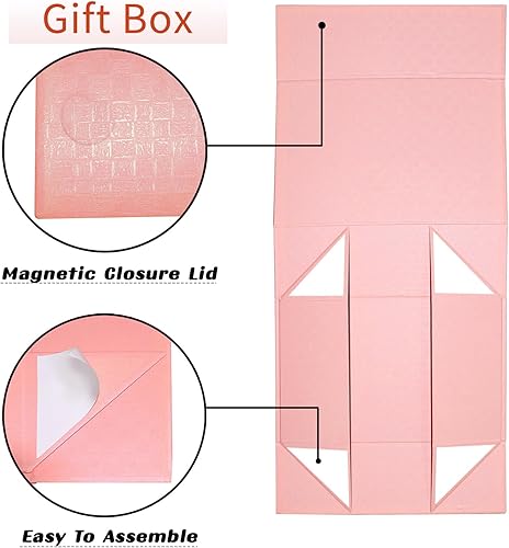 Miniatura 10 de YINUOYOUJIA Caja de regalo de 14 x 9 x 4.5 pulgadas, caja de regalo grande con tapa de cierre magnético, cinta y tarjeta, caja de regalo negra para