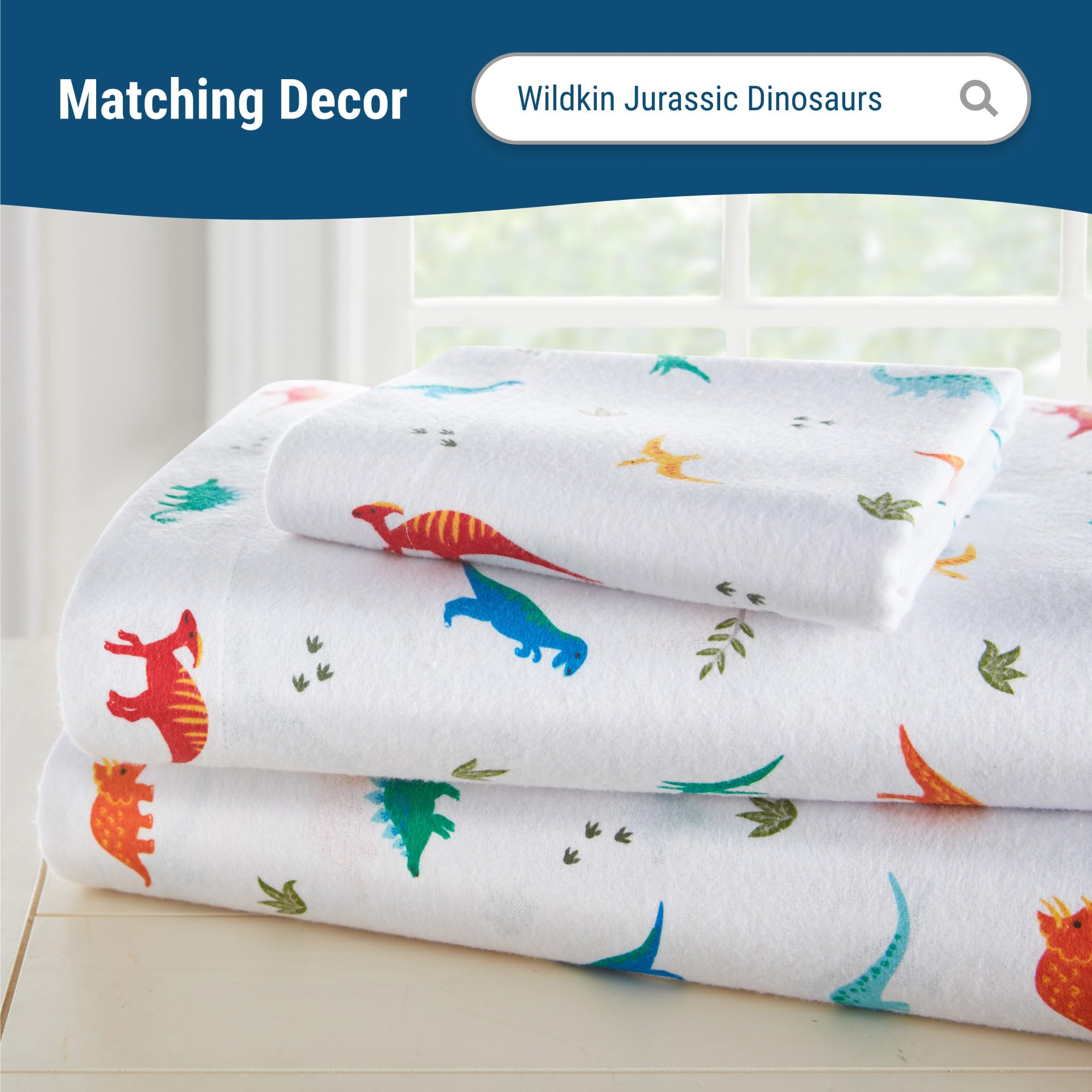 Wildkin Funda de almohada 100% franela de algodón para niños y niñas, tela suave y transpirable, mide 20 x 30 pulgadas, se adapta a almohadas de tamaño estándar, sin BPA (dinosaurios jurásicos)