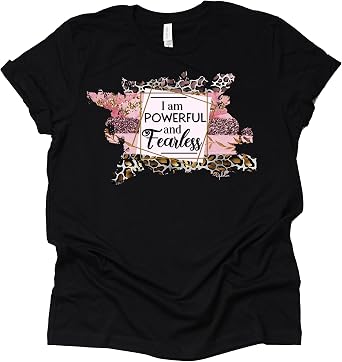 Shoelover99 Merch I am Powerful and Fearless Leopard T-Shirt Unisex Tater Tot Letter Print Tees Casual Short Sleeve