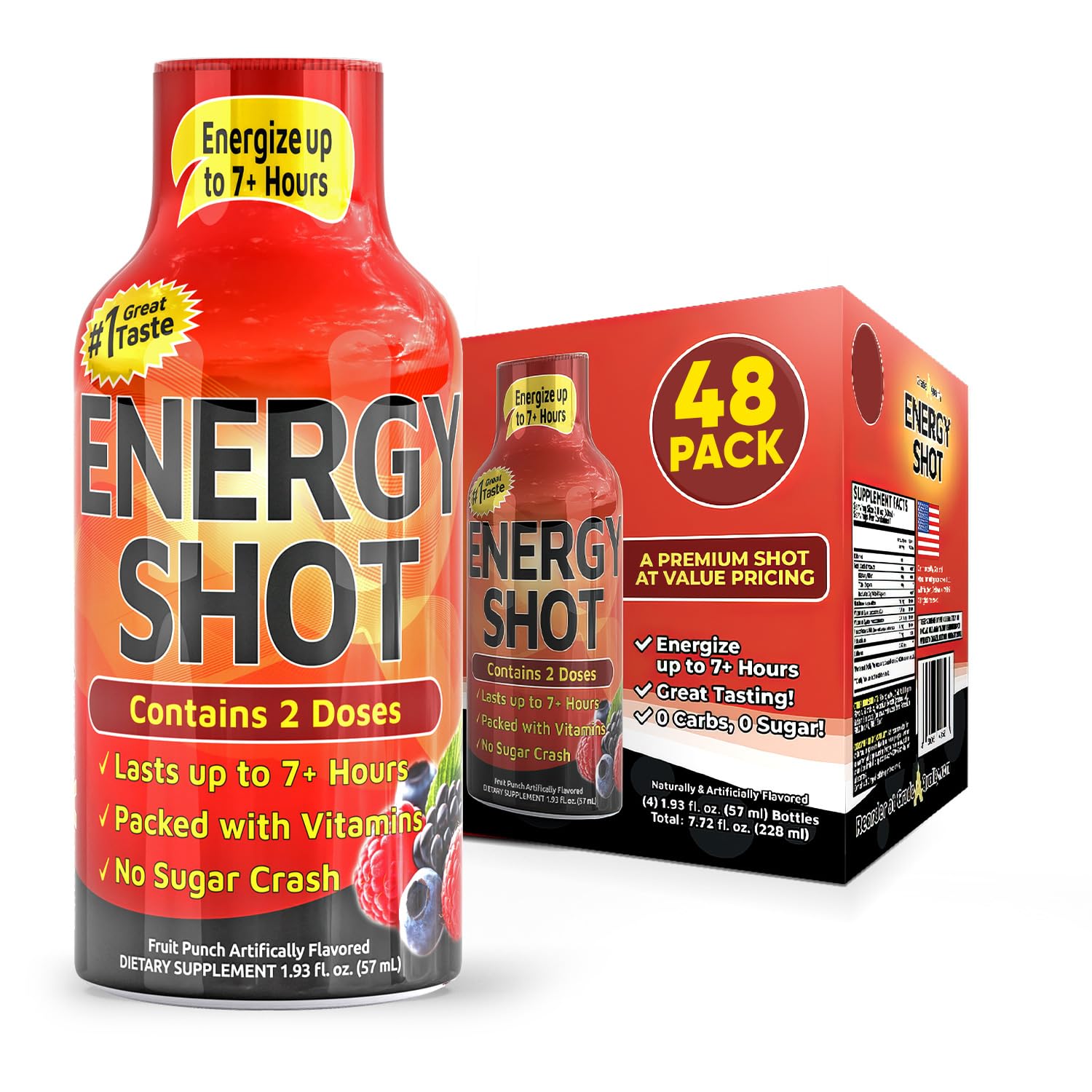 Amazon.com : Fruit Punch Extra Strength Energy Shot 48 pk – 260mg