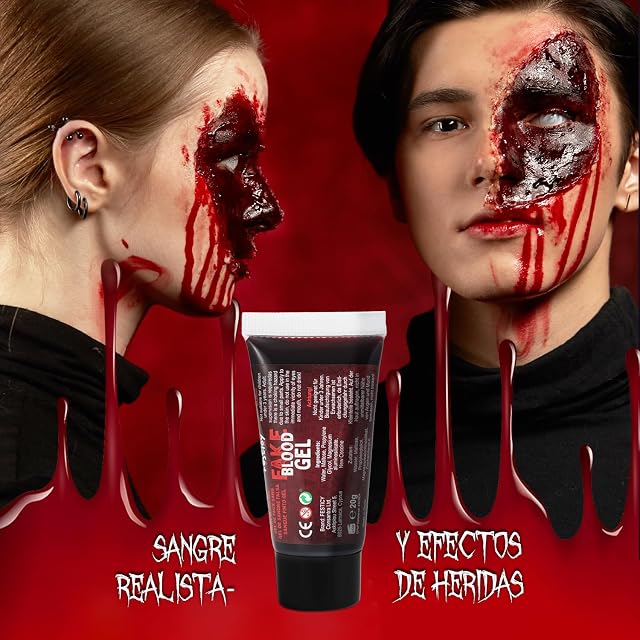 Foto 4 de 7 de Festicy Sangre Falsa Set de 5 Productos Halloween 2026 I Sangre Falsa Normal 25 ml, Espray 25 ml, Gel 20 g