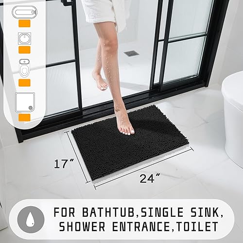 Miniatura 2 de Yimobra Tapete de baño de lujo lanudo en forma de U para baño, 24.4 x 24.4 pulgadas, suave y cómodo, máxima absorción, secado rápido,