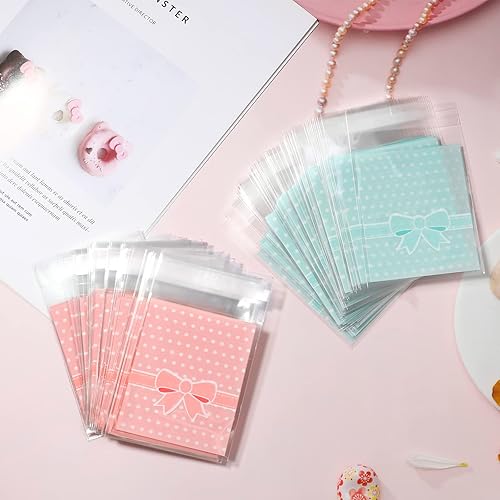 Miniatura 3 de NUOMI 200 bolsas autoadhesivas de color rosa para galletas, bolsas de celofán resellables para regalo, bolsas de polietileno de 3.9 x 3.1 pulgadas,