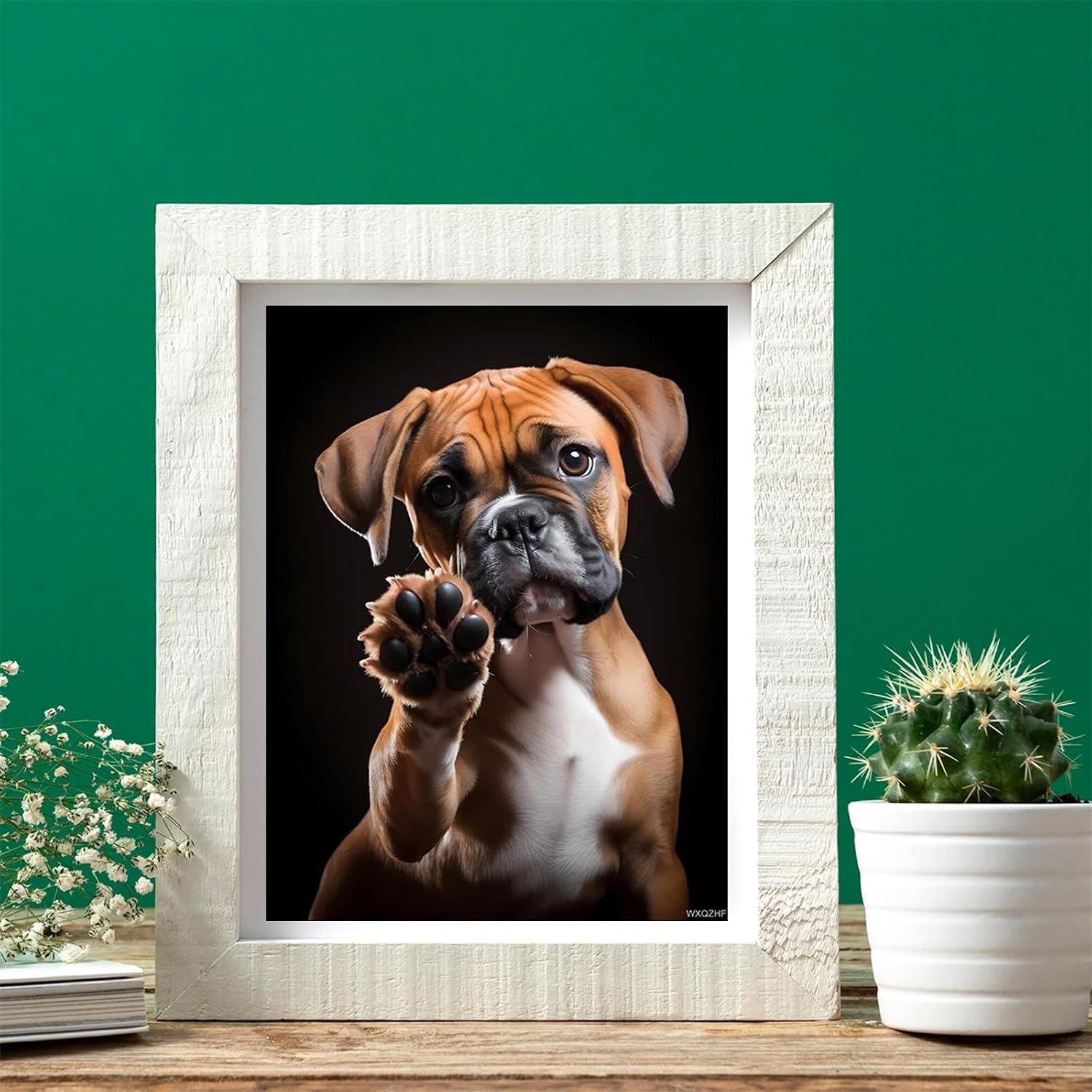 WXQZHF 5D Boxer Dog Diamond Painting Kits for Adults, Boxer Dog Raises His Hand 5D Diamond Art Crafts Home Wall Decor Gift Round Diamond Dots 12x16 inch