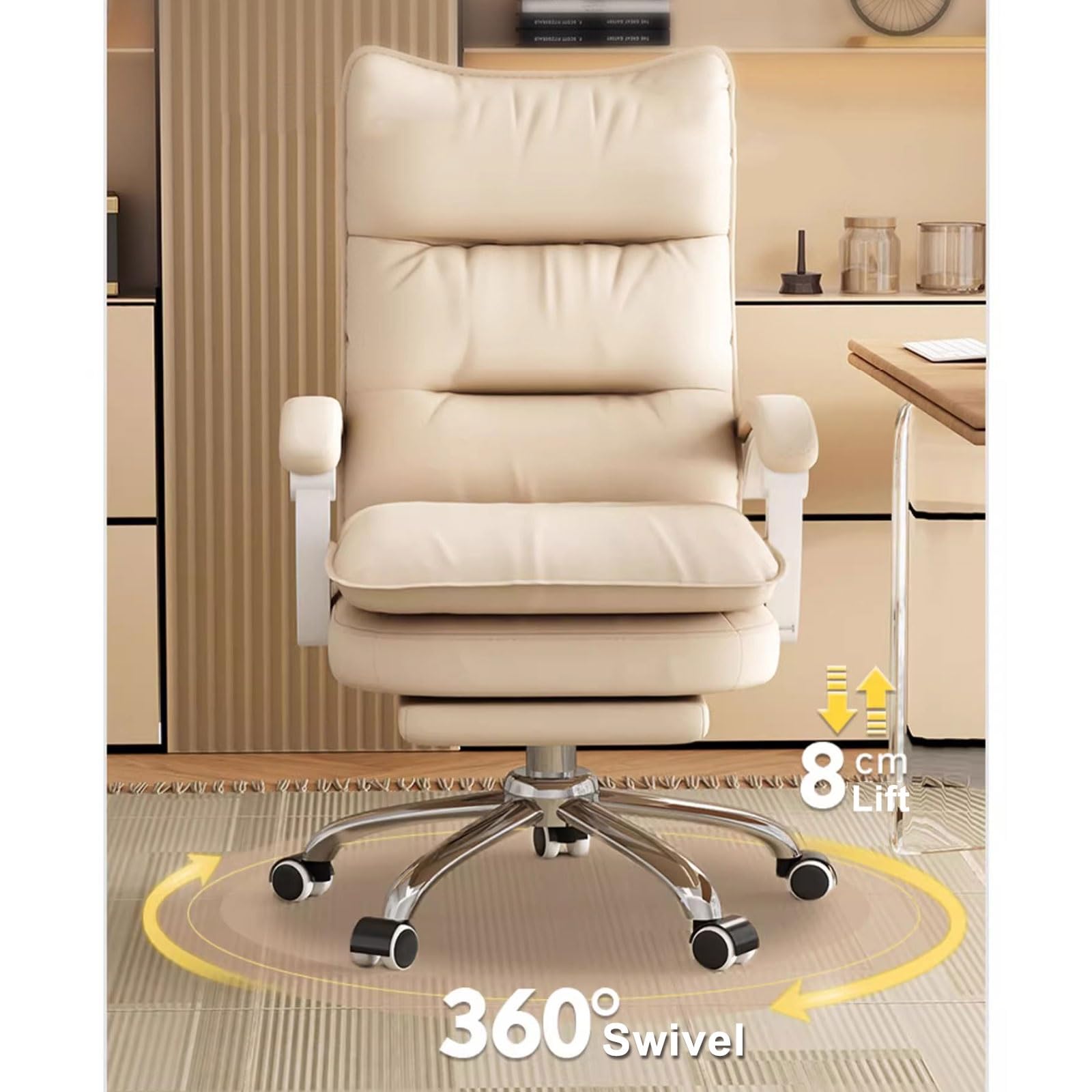Ergonomiczne duże i wysokie krzesło do biura domowego z kółkami Grube oparcie i podłokietnik z regulacją wysokości krzesło komputerowe/gamingowe dla dorosłych (Rozmiar Nero: Bez)