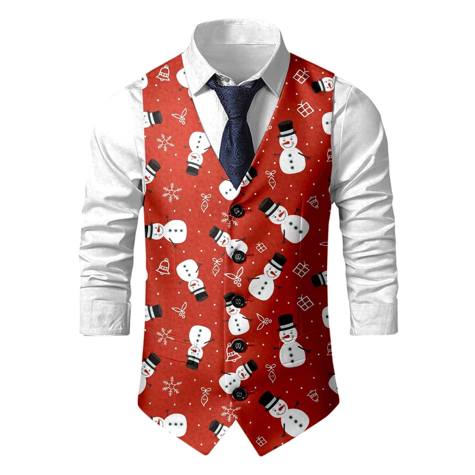 Christmas Waistcoat Mens Christmas Suit Vest un Waistcoat Fun Xmas Festive Happy Xmas Waistcoats V Neck Sleeveless Slim Fit Party Costumes Party Dress Up Vest Suit