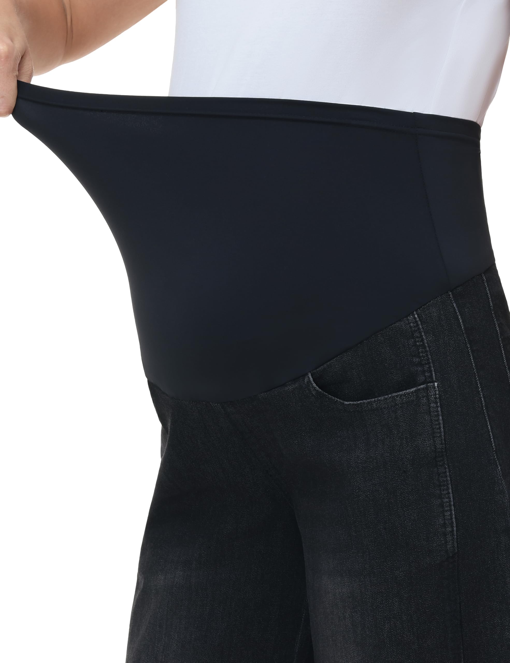 Pantalones vaqueros de maternidad para mujer con pierna ancha por encima del abdomen, elásticos, vaqueros de maternidad, vaqueros con bolsillos