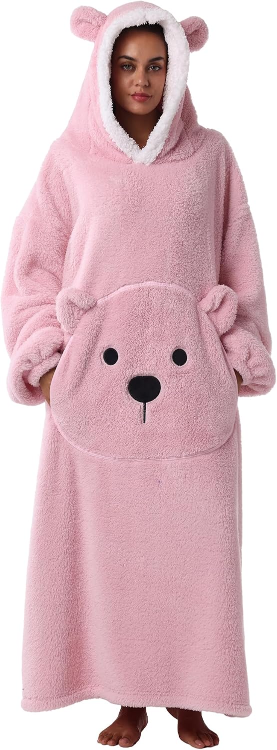 Wearable Blanket Hoodie for Women, Soft Hooded Blanket for Women Robe for Home Lounge, Cozy Blanket Gifts for Women