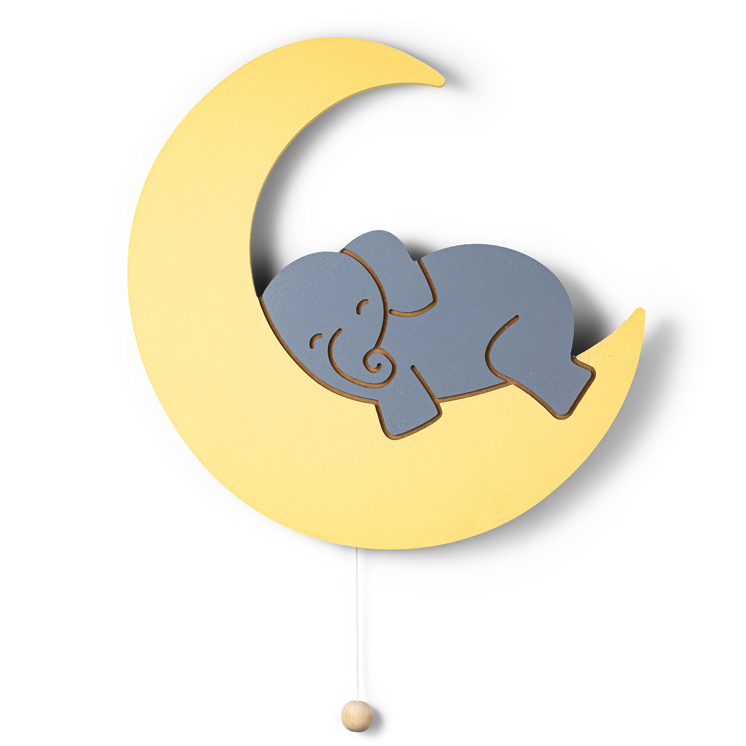 Lumipets Lighted Elephant on Moon, Nursery Night Light, Wall Mounted Lighted, Battery Operated Cloud Light Sign–Lightweight Moon Night Light for