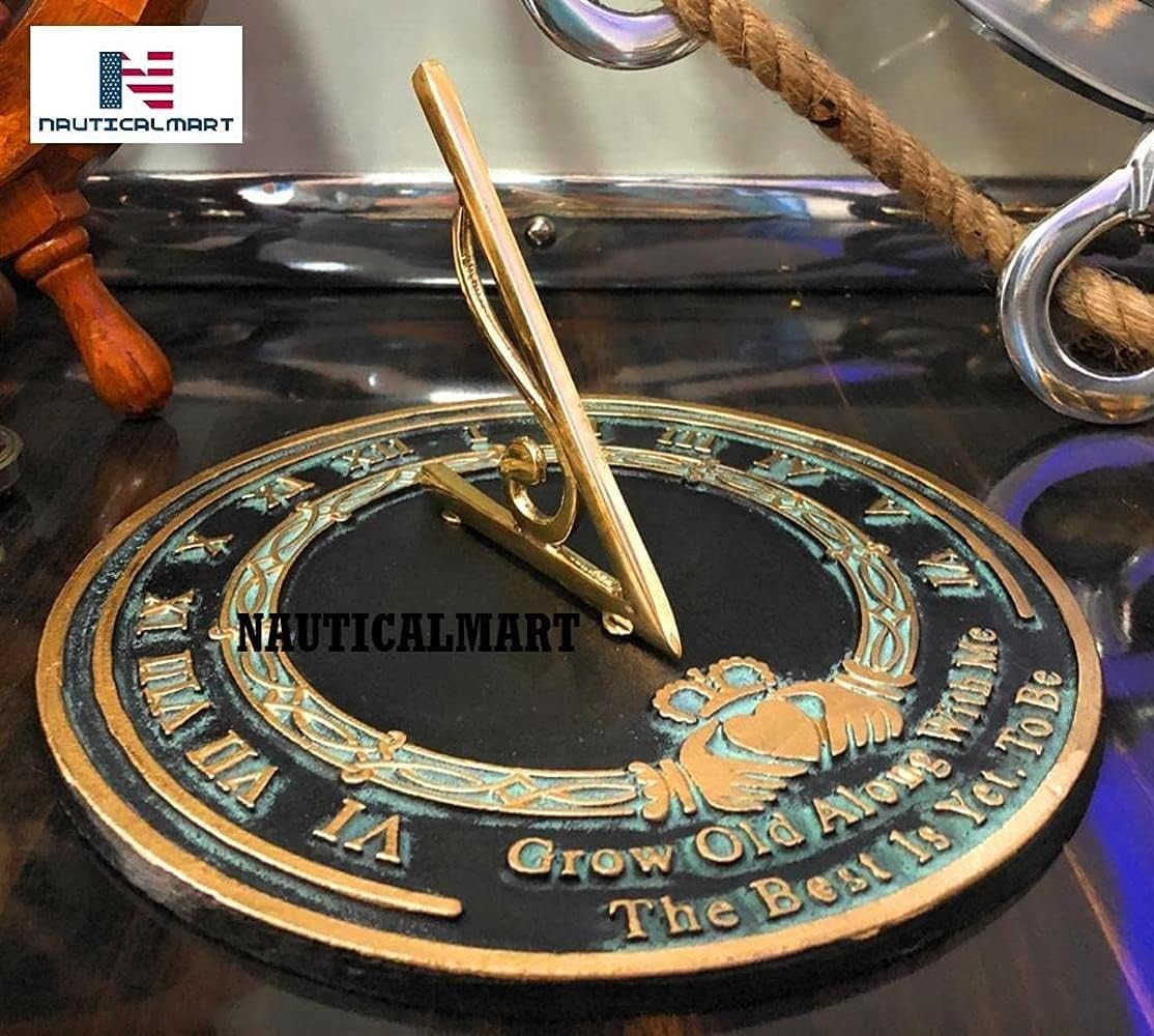 NauticalMart Brass Sundial Grow Old with Me