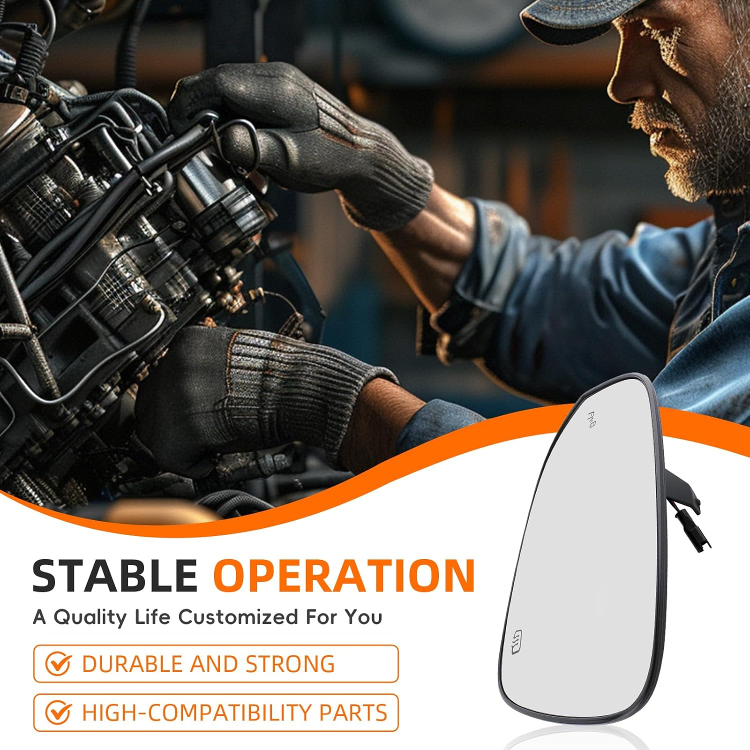 GoaMotors Left Driver Side Heated Mirror Glass with Blind Spot Compatible with Toyota Highlander 2020-2024