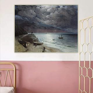 Pinturas famosas Impresión de lienzo Ivan Aivazovsky "Noche en Gurzof" Cuadro de arte de pared en lienzo para decoración de oficina 50x65cm Sin marco