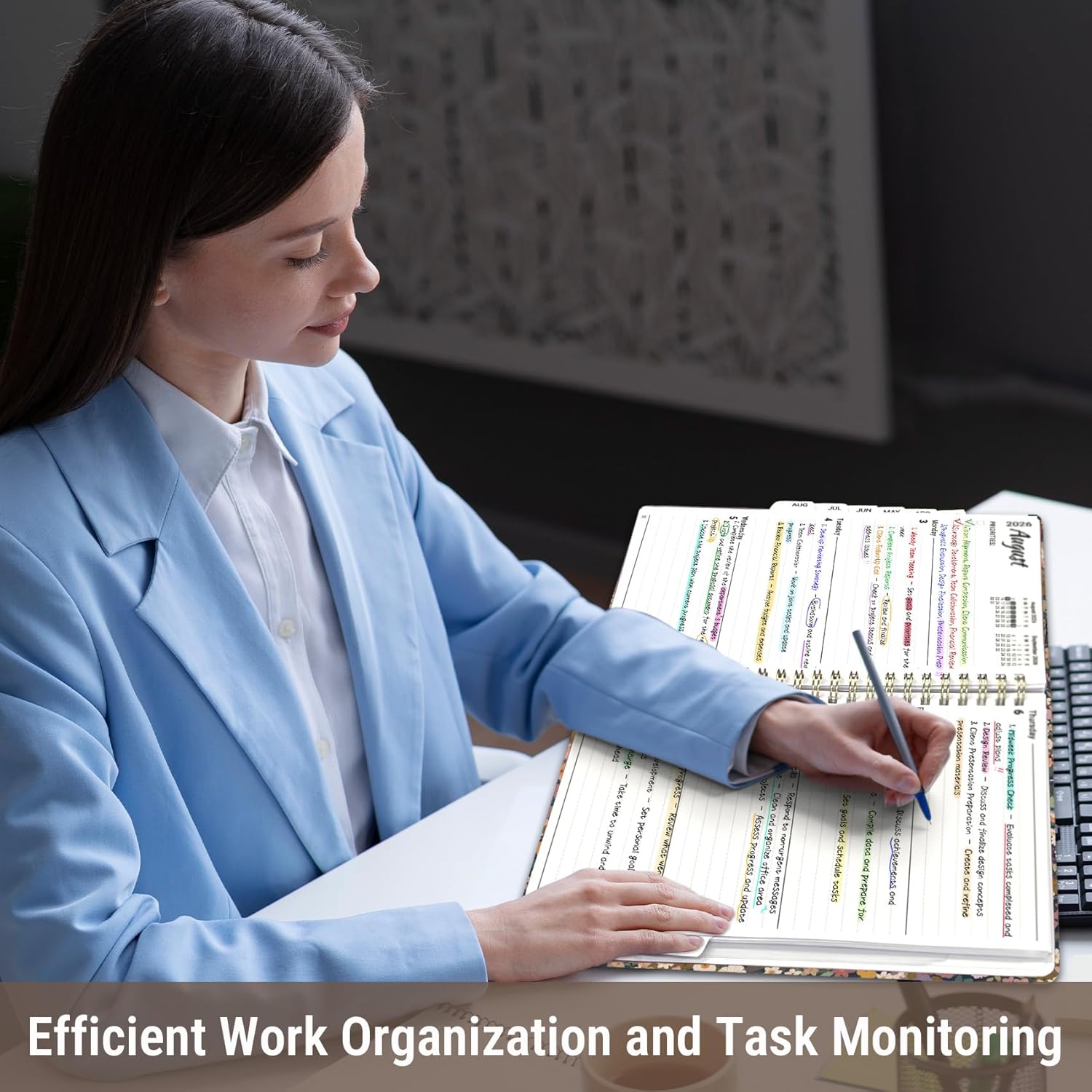 2026 Planner, Weekly and Monthly Planner for Women, January 2026 - December 2026, Hardcover 2026 Calendar Planner Book with Tabs, Inner Pocket, Spiral Bound, Perfect for Office Home School Supplies - A4 (8.5" x 11"), Petals - Image 7