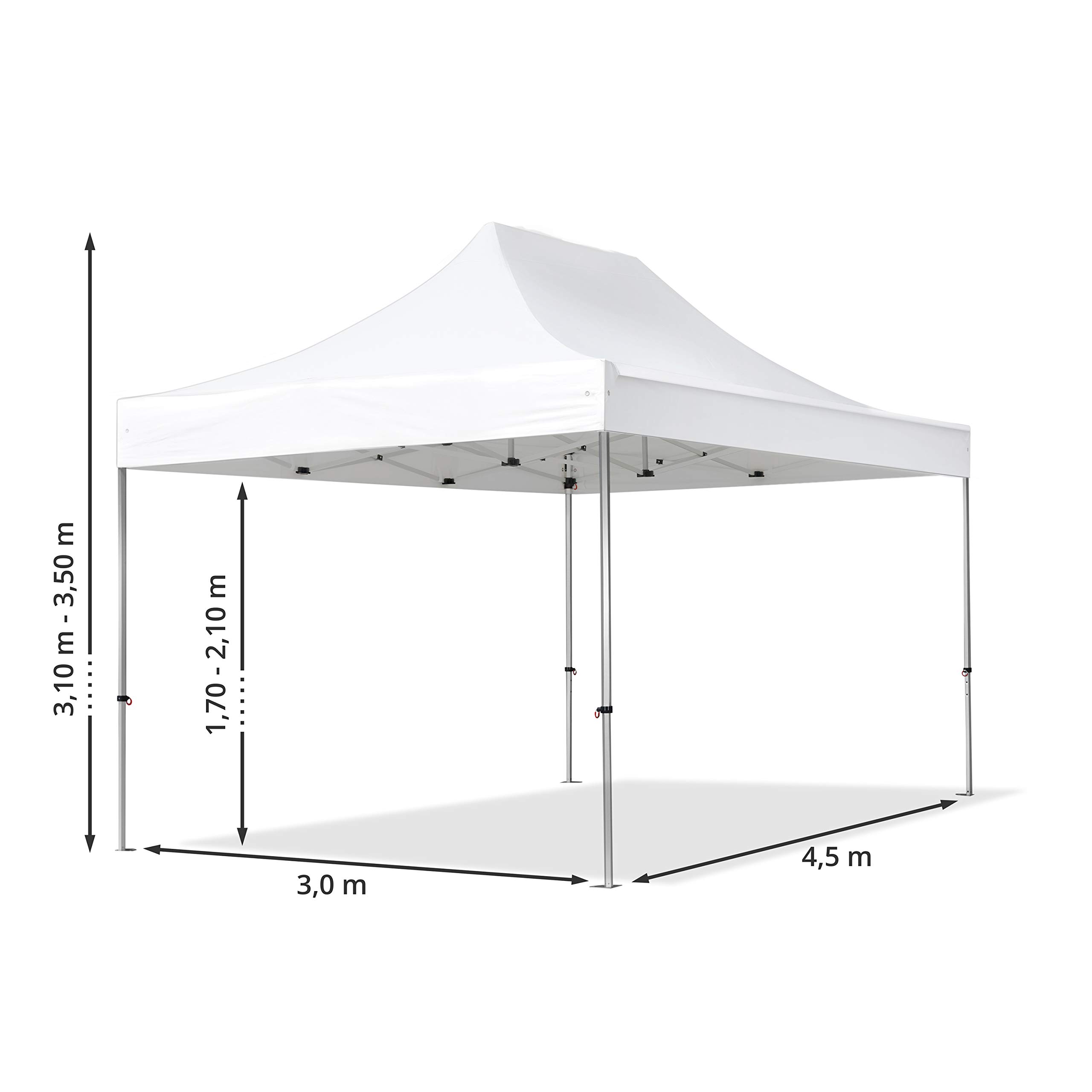 TOOLPORT 3x4,5m Gazebo Pieghevole PES 800 con Laterali (finestre panoramiche), Professional 40mm Alluminio, Crema