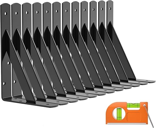 Miniatura 15 de LuckIn Soporte de estante resistente de 12 pulgadas, soportes de estante de pared, soporte de 90 grados, carga máxima de 250 libras, accesorios