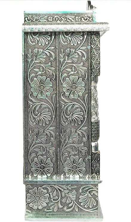 World of Deals Wooden Home Temple with Copper Aluminium | Pooja mandir | mantapa for Pooja Room | puja Temple | Wooden mandir((7x15x22 INCHES)