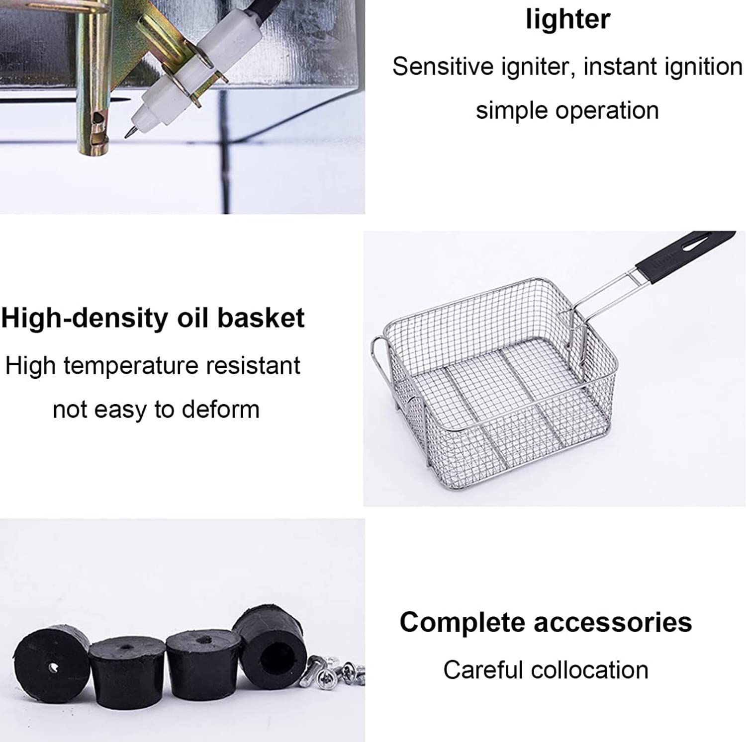 Freidora Comercial Gas Lpg, Máquina Freidora Cocina con Encimera, Deep Fryer con 2 Cestas para Freír, para Restaurantes Papas Fritas Puestos Comida Rápida