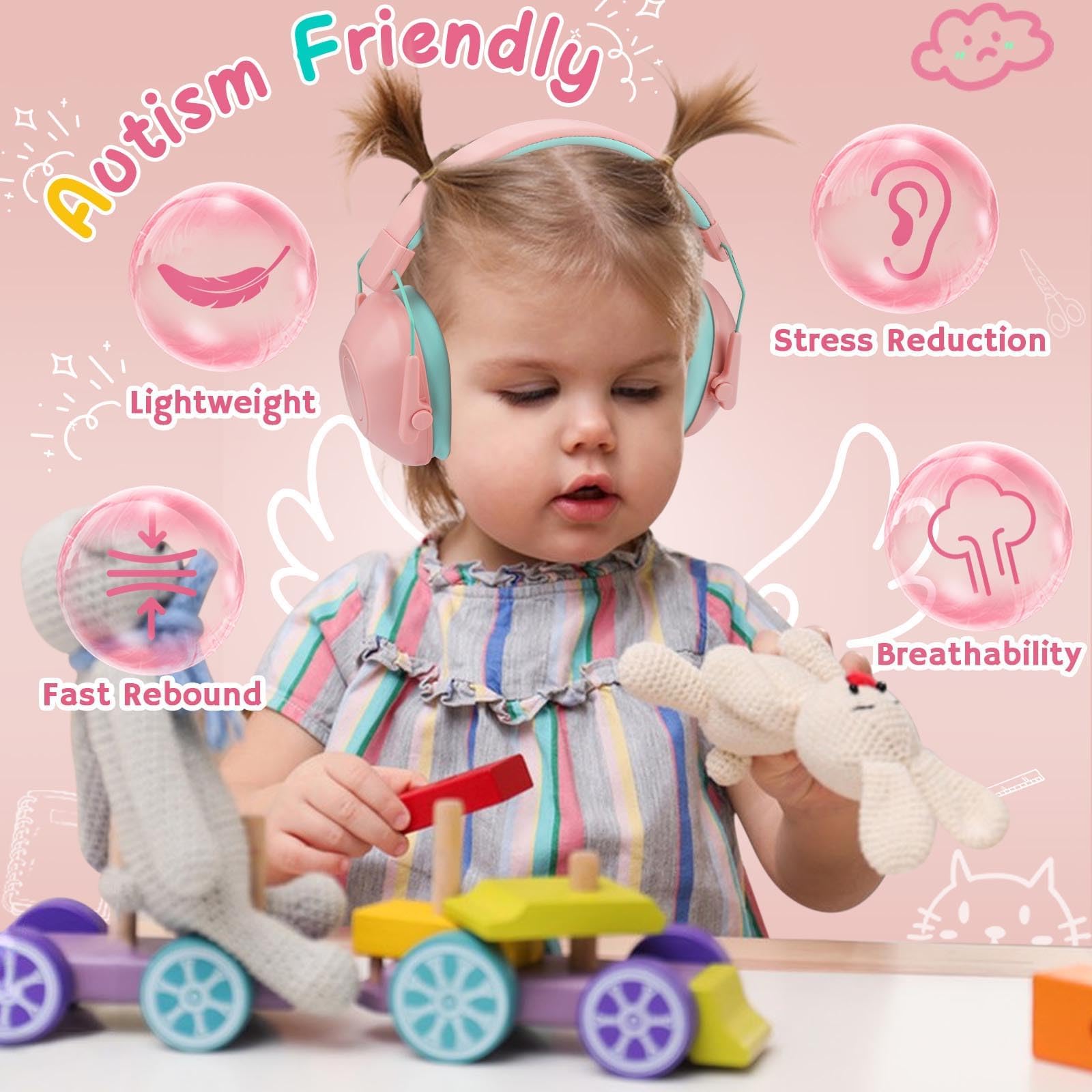 Kalence 2 Pack Kids Ear Defenders, SNR 29dB Ear Defenders Children have Sensory Lssue - Image 3