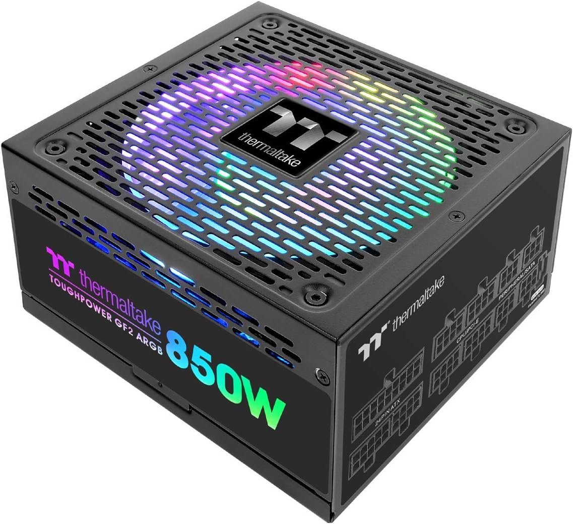 Thermaltake Toughpower GF2 ARGB 850W | 80+ Gold | Full Modular | 140 mm ARGB Fan | Ultra Quiet Operation | Japanese Capacitors | RGB Sync | ATX Power Supply