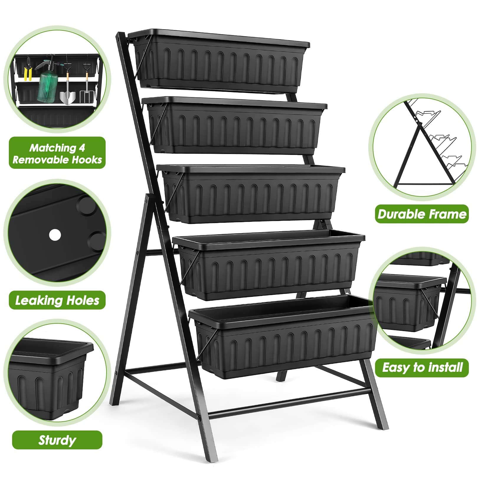 Snapklik.com : Suyncll Vertical Raised Garden Bed Planter Box,5 Tiers