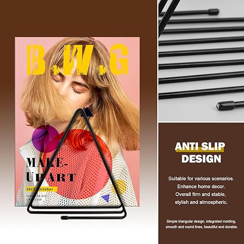 Miniatura 3 de 2 estantes de almacenamiento de discos de vinilo, estante de exhibición de álbumes de revistas de metal de 14 ranuras, soporte para discos de