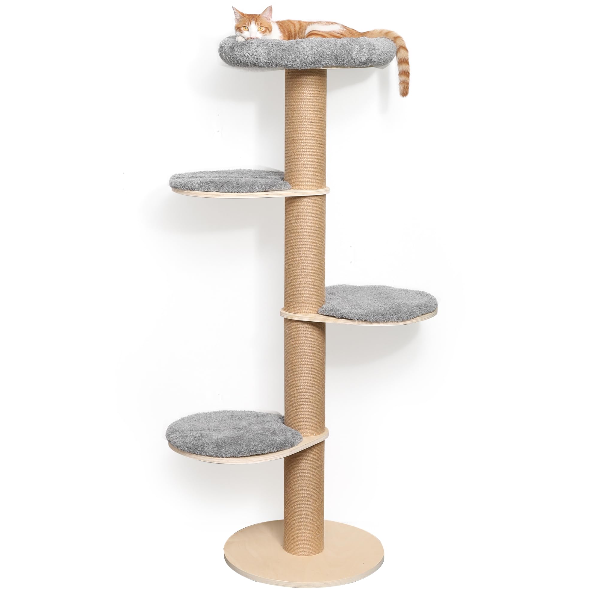 FUKUMARU Cat Tree, Cat Window Perch with Plush Bed, Wall Mounted Climbing Tower with Scratching Posts for Sleeping, Scratching and Watching Birds