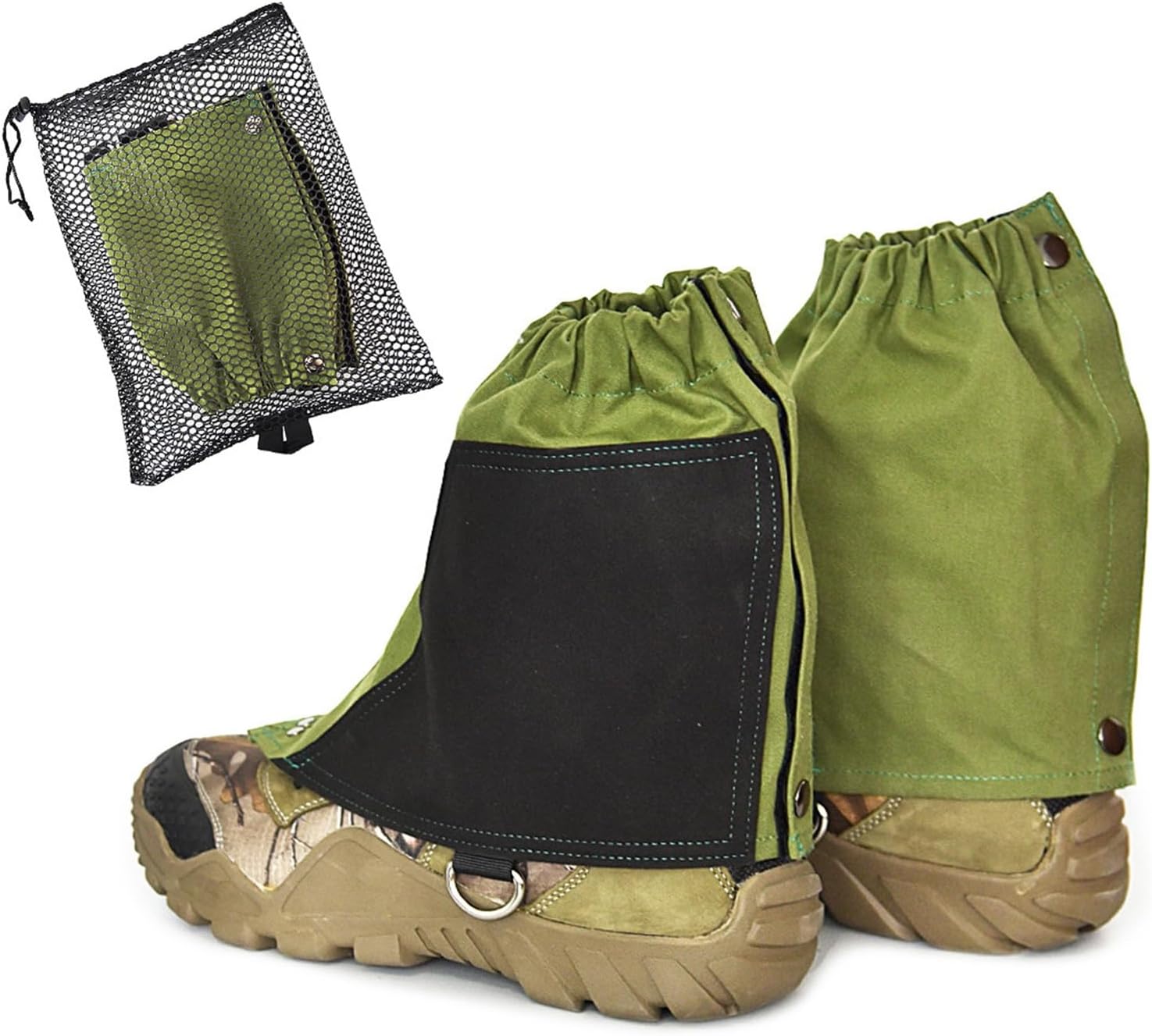Leg Gaiters, Wear-Resistant with Metal Hooks, Outdoor Gaiters Shoe Covers with Storage Bag, Suitable for Hiking, Camping and Snowshoeing