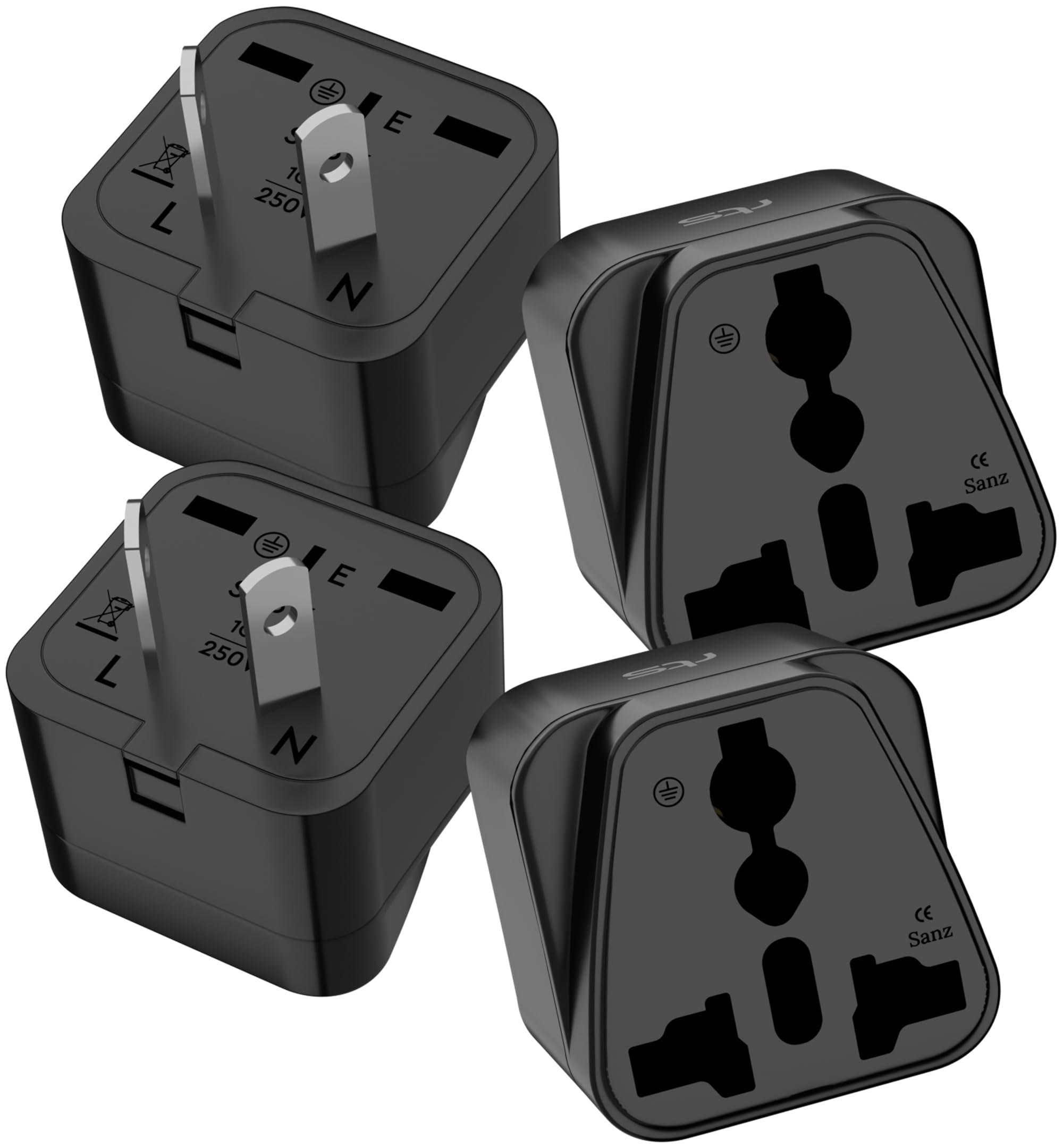 universal travel power adapter, international plug converter (type i - new zealand/australia (2 pin), 4 pack)