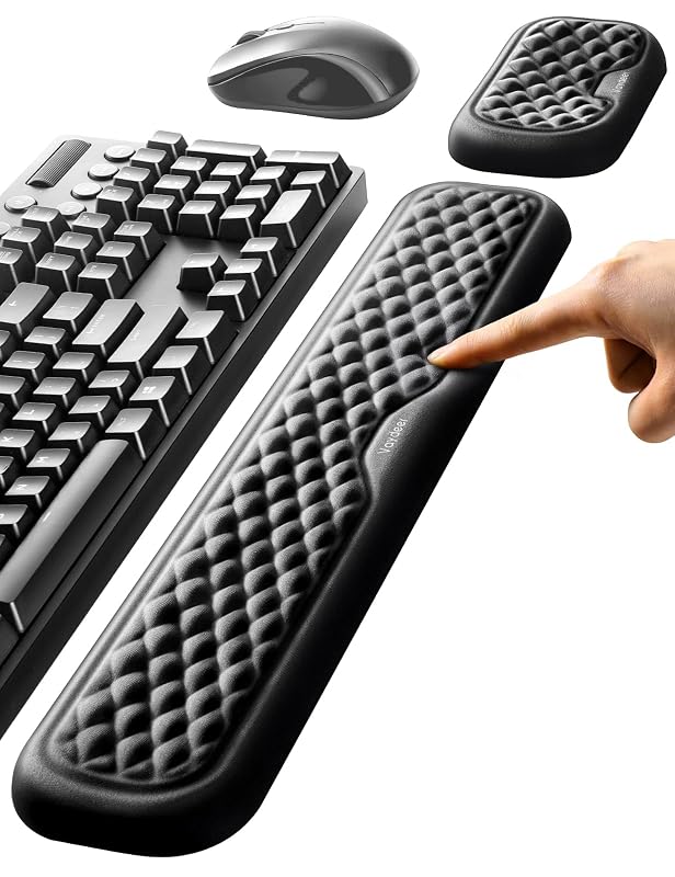 Vaydeer Wrist Rest for Keyboard and Mouse, Computer Ergonomic Wrist Support Pad, Soft Memory Foam Arm Cushion for Desk, Palm Hand Office Laptop Typing Large Black