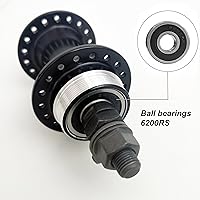 Vista 4 de Parte de rueda de bicicleta Buje delantero de bicicleta 36 agujeros, aleación de alumbre, 3.937 in de ancho, cubo delantero de bicicleta