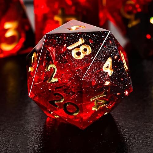 Miniatura 3 de Lucky-M Dados de resina multicolor DND dados dados de mazmorras y dragones, juego de dados para juegos de rol, accesorios de regalo para D&D (azul)