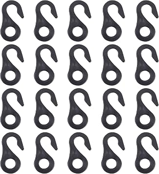 S-Shape Plastic Hooks for Inner Tent Outer Tent, Shock Cord Hooks, Guy Line Attachments