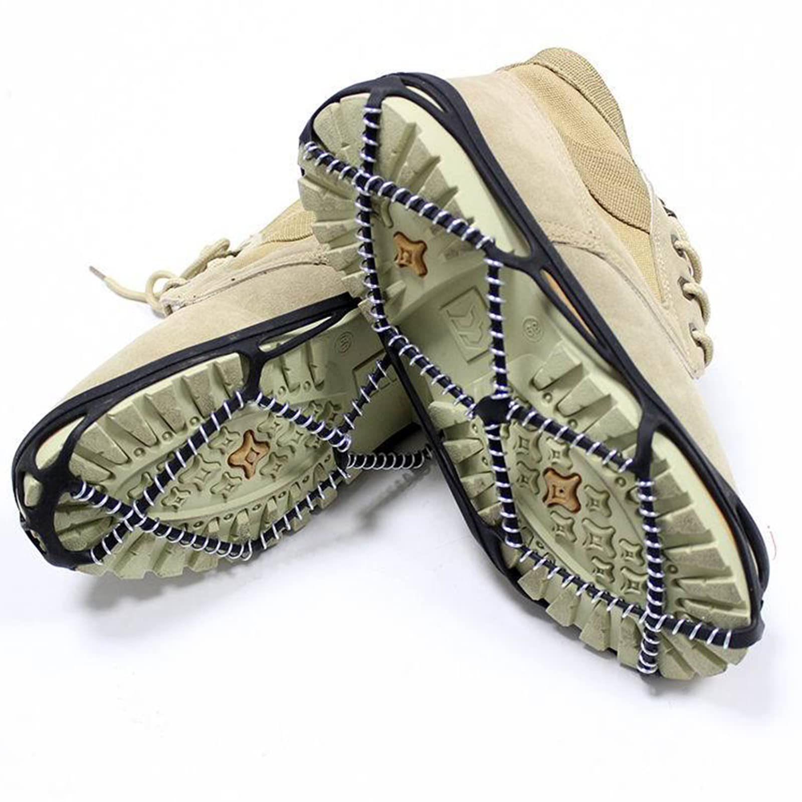 Walk Traction Cleats,Ice Cleats Anti Slip Crampons Rubber Spikes Ice Snow Grippers for Boots and Shoes for Winter Walking on Snow and Ice Climbing Hiking Mountaineering 2PCS (Silica Gel)