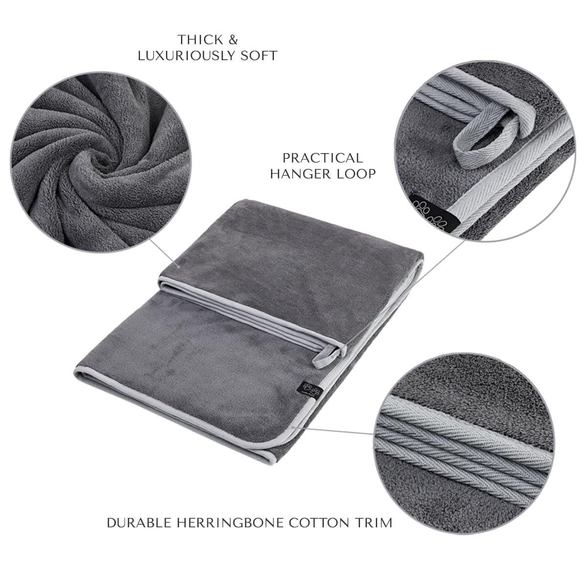 Lucky Paws® Serviette Chien Super Absorbante – Serviette pour Chien Ultra Douce, Luxueuse et Épaisse 140x80cm, Serviettes en Microfibre Artisanales et Faites Main pour Chiens (Lot de 2, Gris)